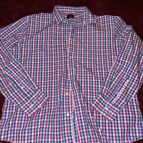 UNTUCKit Shirt Mens 2XL Blue Checked Button Casual Cotton - Picture 2 of 3